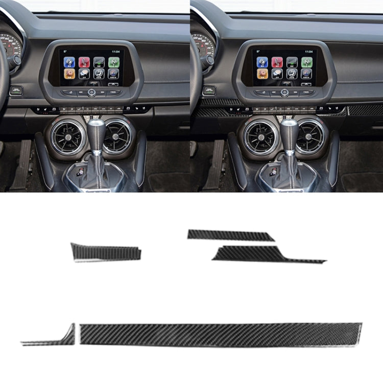 5 in 1 Car Carbon Fiber Central Console Decorative Sticker for Chevrolet Camaro 2017-2019, Left Drive, Central Console