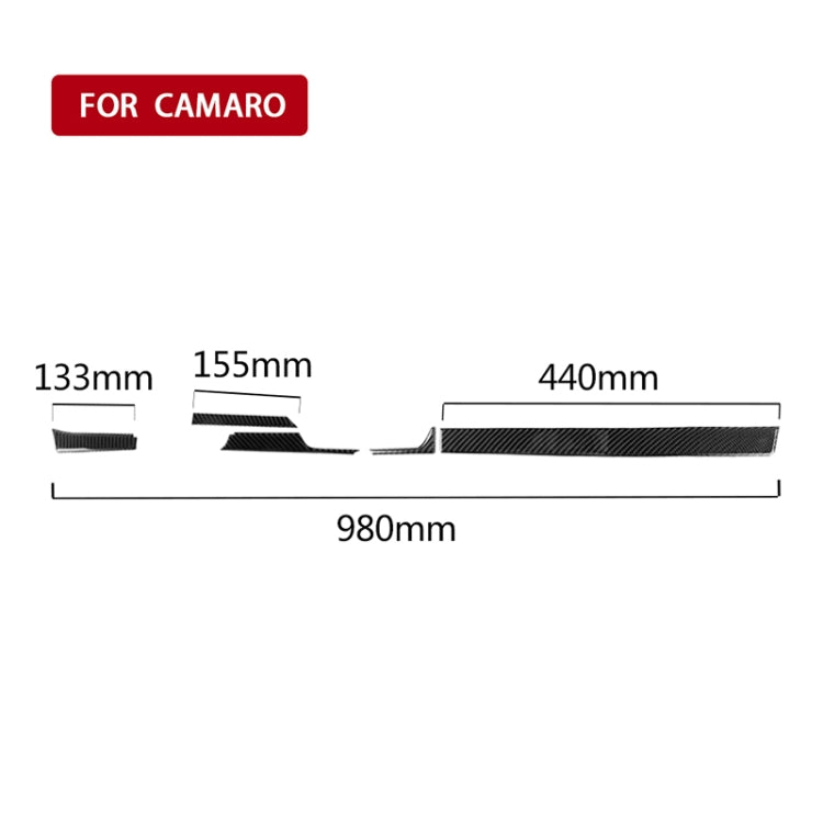 5 in 1 Car Carbon Fiber Central Console Decorative Sticker for Chevrolet Camaro 2017-2019, Left Drive, Central Console