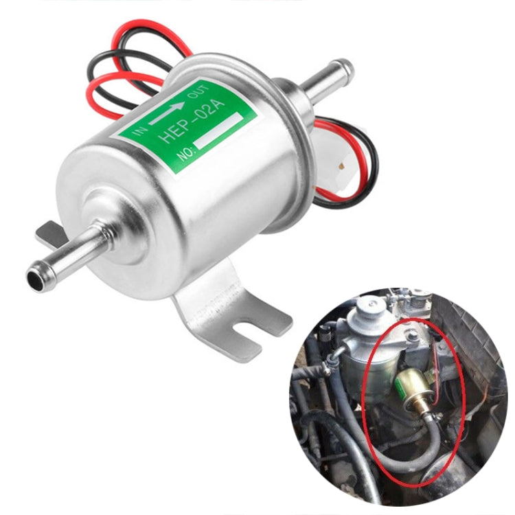 HEP-02A Universal Car 24V Fuel Pump Inline Low Pressure Electric Fuel Pump, 24V (Silver)