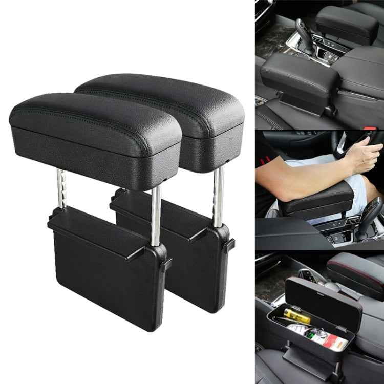 2 PCS Universal Car PU Leather Wrapped Armrest Box Cushion Car Armrest Box Mat with Storage Box