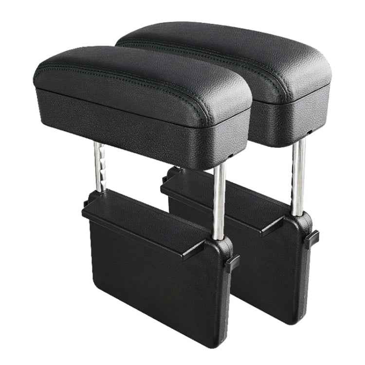 2 PCS Universal Car PU Leather Wrapped Armrest Box Cushion Car Armrest Box Mat with Storage Box