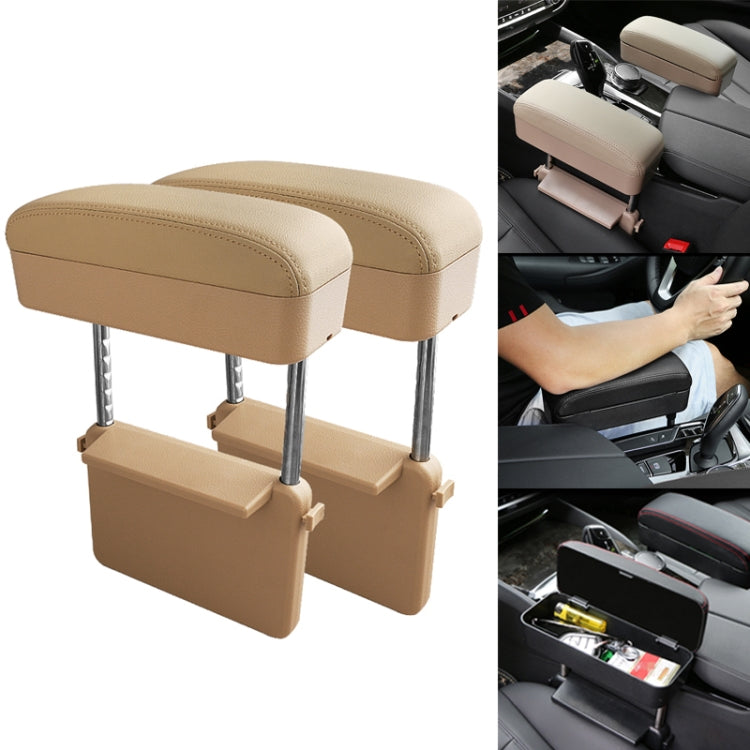 2 PCS Universal Car PU Leather Wrapped Armrest Box Cushion Car Armrest Box Mat with Storage Box, 2pcs (Black Red), 2pcs(Black White), 2pcs(Beige), 2pcs(Brown), 2pcs(Black)