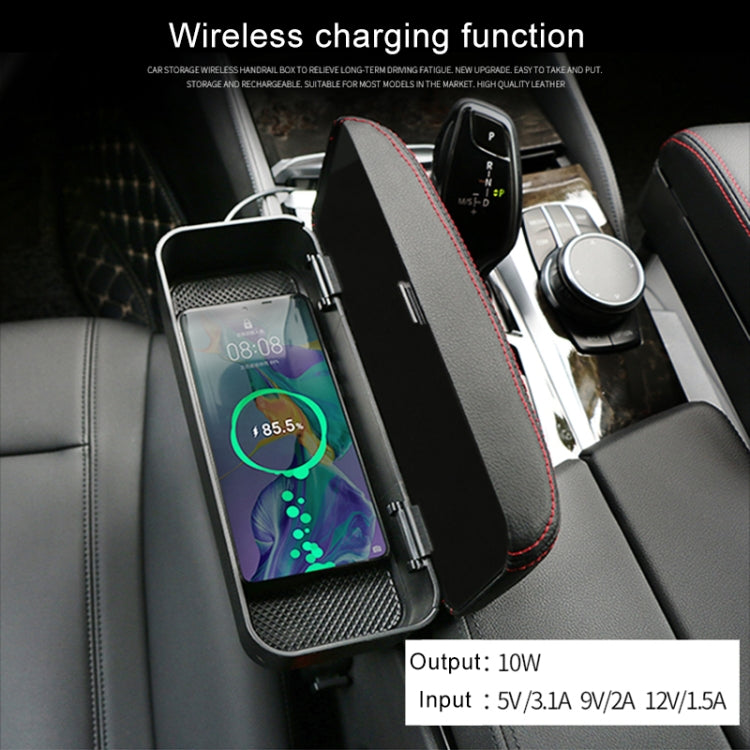Universal Car Wireless Qi Standard Charger PU Leather Wrapped Armrest Box Cushion Car Armrest Box Mat with Storage Box, 1pc(Black White), 1pc(Grey), 1pc(Beige), 1pc(Brown), 1pc(Black), 1pc(Black Red)