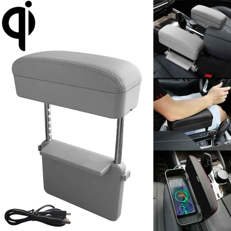 Universal Car Wireless Qi Standard Charger PU Leather Wrapped Armrest Box Cushion Car Armrest Box Mat with Storage Box, 1pc(Black White), 1pc(Grey), 1pc(Beige), 1pc(Brown), 1pc(Black), 1pc(Black Red)