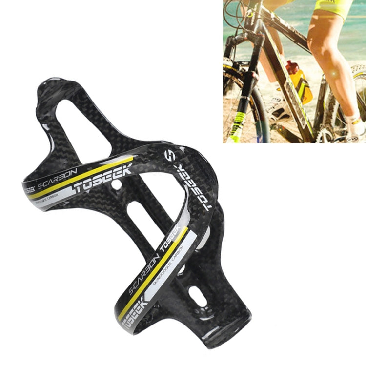 TOSEEK Gloss Full Carbon Fiber Road Bicycle Water Bottle Holder, Gloss (Yellow), Gloss (Green), Gloss (Blue), Gloss (Red)