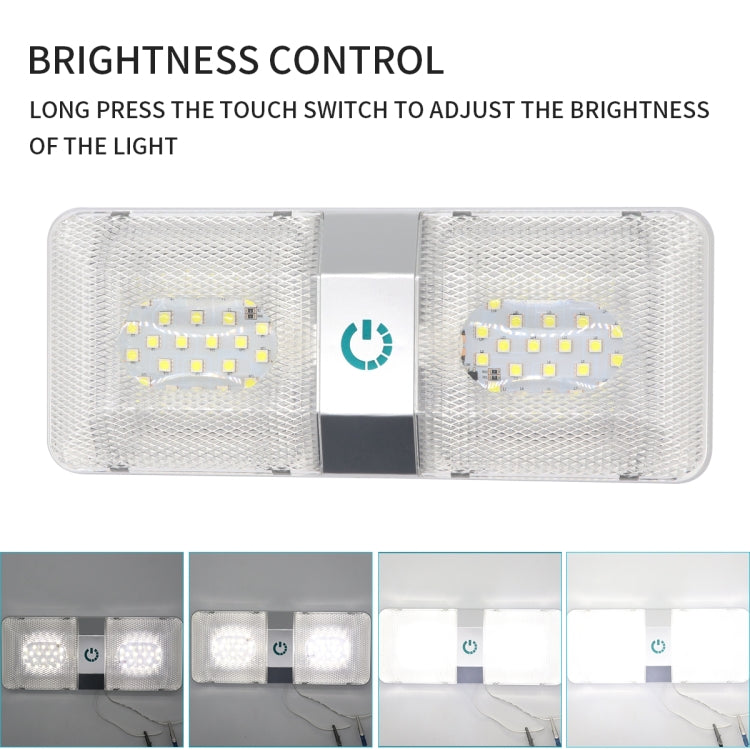 D4376D DC11-18V 6W 6000-6500K IP50 48LEDs SMD-5050 Marine RV Dimmable LED Dome Light Ceiling Lamp, with Touch Control, D4376D