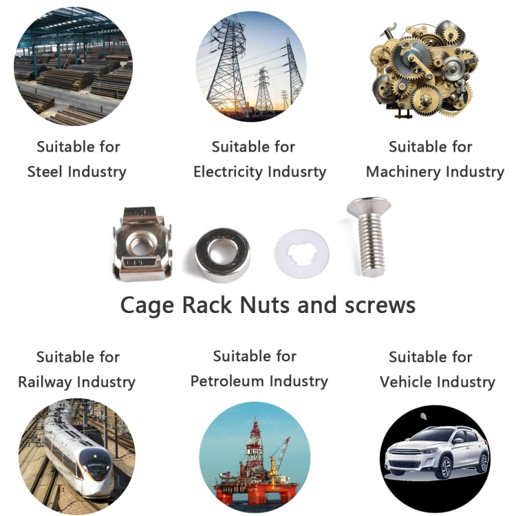 100 Sets M5 M6 Square Hole Hardware Cage Nuts & Mounting Screws Washers for Server Rack and Cabinet