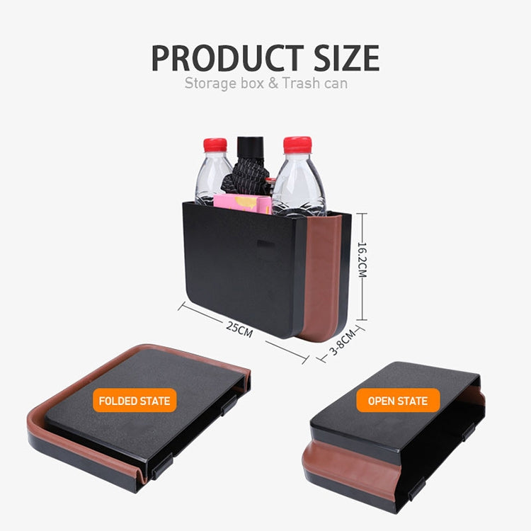 929 Car Foldable Hanging Trash Can Storage Bin with Small Table, with Small Table Black, with Small Table Beige