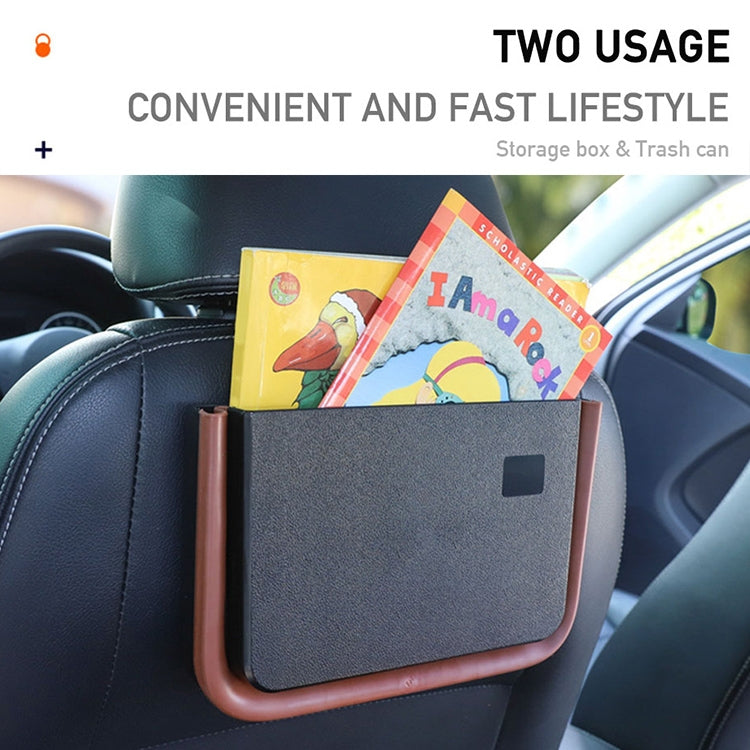 929 Car Foldable Hanging Trash Can Storage Bin with Small Table, with Small Table Black