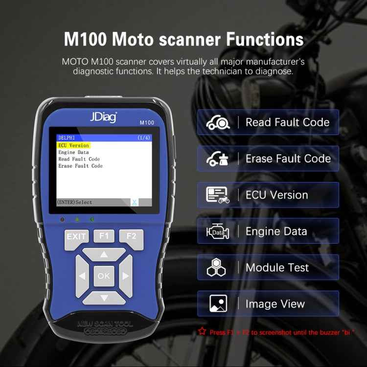 JDiag M100 Motorcycles 2 in1 OBD Scanner Battery Tester, Simplified Version