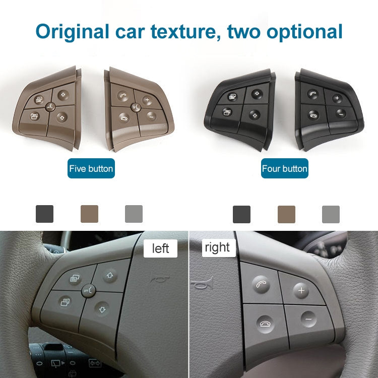 Car Left Side 4-button Steering Wheel Switch Buttons Panel 1648200010 for Mercedes-Benz W164, Left Driving, Left Side 4-button (Grey), Left Side 4-button (Black), Left Side 4-button (Coffee)