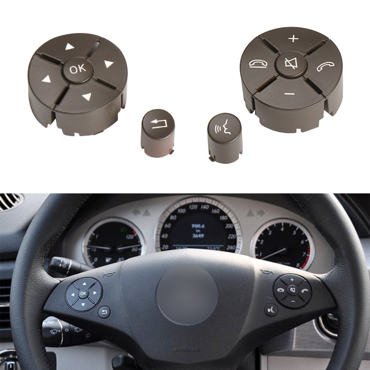 1 Pair Car Steering Wheel Switch Buttons Panel for Mercedes-Benz W204 2007-2014, Left Driving, 1 Pair (Black), 1 Pair (Grey), 1 Pair (Beige), 1 Pair (Brown)