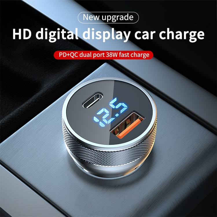 ACC-568 PD 20W USB-C / Type-C + USB Digital Display Fast Charge Car Charger