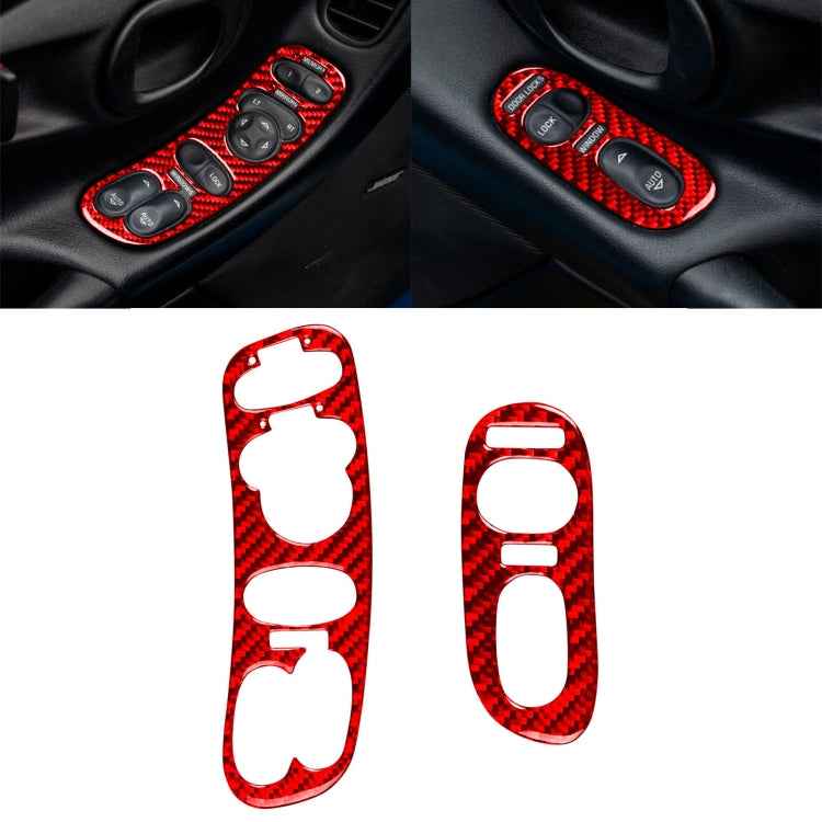 2 in 1 Car Carbon Fiber Door Control Panel Memory Seat Sticker Set for Chevrolet Corvette C5 1998-2004, Left Drive