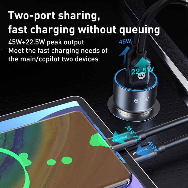 MOMAX UC16E 67W USB-C / Type-C + USB Dual Ports Car Charger