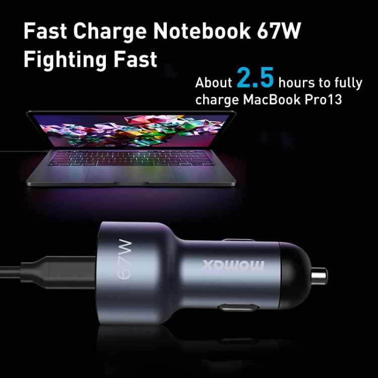 MOMAX UC16E 67W USB-C / Type-C + USB Dual Ports Car Charger
