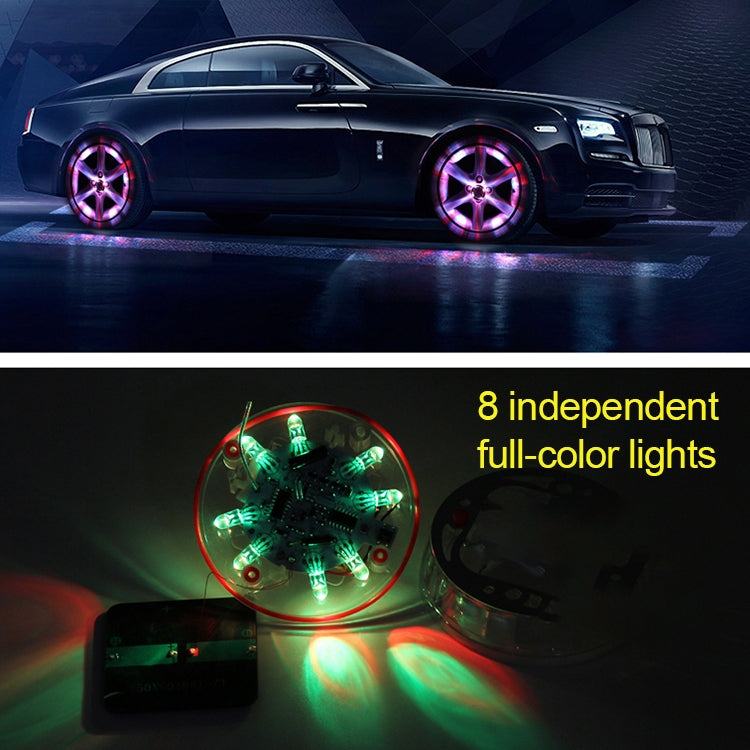 4 PCS Solar LED Car Tire Decoration Flashing Lights Colorful Wheels Hub Atmosphere Lights Infrared Remote Control, Infrared Remote Control