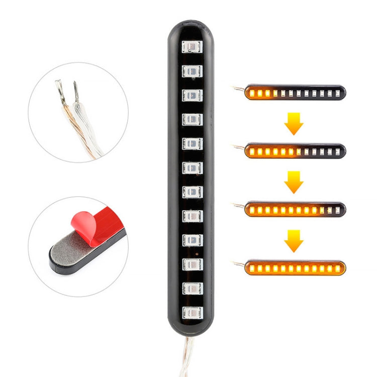 1 Pair Motorcycle 12LED Running Water Turn License Plate Light, 12LED