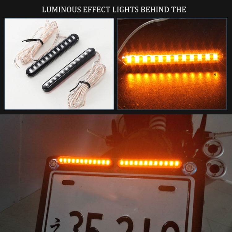 1 Pair Motorcycle 12LED Running Water Turn License Plate Light, 12LED