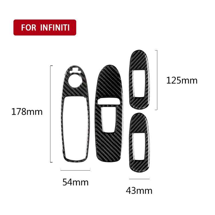 4 PCS Car Carbon Fiber Window Lift Panel Decorative Sticker for Infiniti Q50 2014-2020, Left Drive, Window Lift Panel (B)