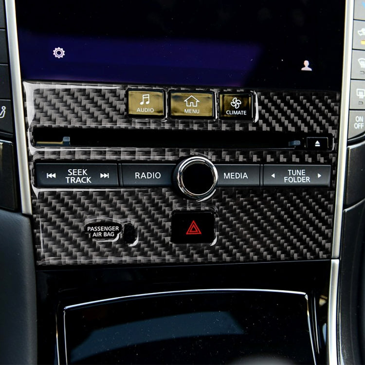 Car Carbon Fiber CD Console Panel Decorative Sticker for Infiniti Q50 / Q60 2014-2020, CD Console Panel (B)