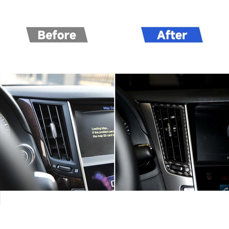 2 PCS Car Carbon Fiber Central Air Outlet Frame Decorative Sticker for Infiniti Q50 / Q60 2014-2020, Central Air Outlet Frame