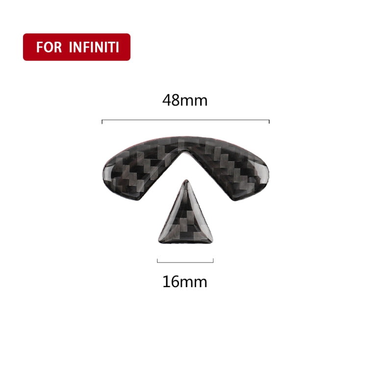 2 PCS Car Carbon Fiber Steering Wheel Logo Decorative Sticker for Infiniti Q50 / Q60 2014-2020, Steering Wheel Logo
