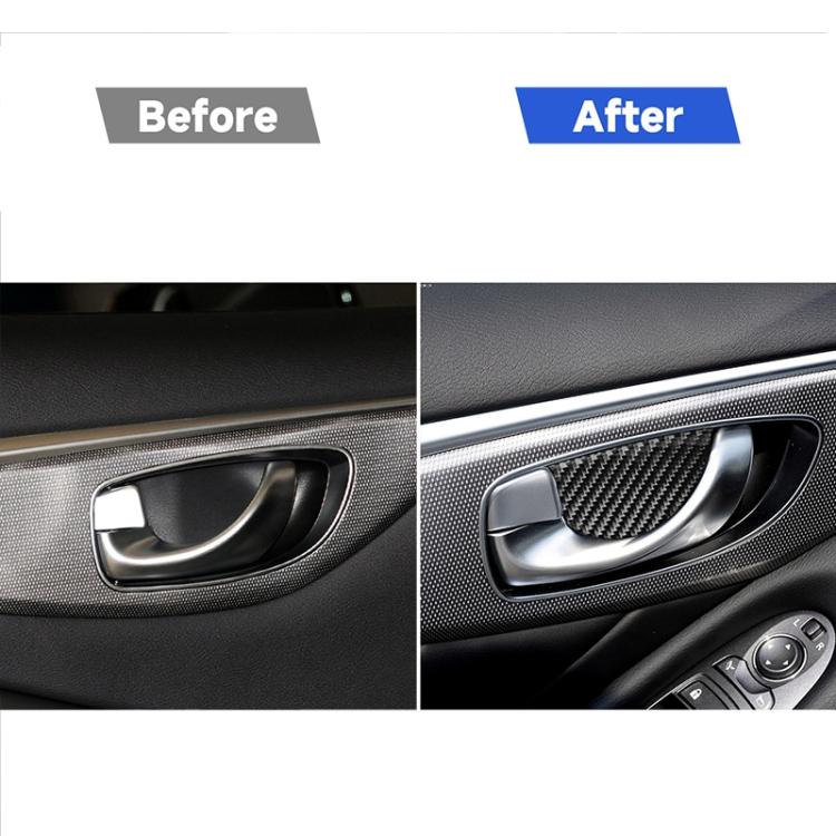 4 PCS Car Carbon Fiber Door Inner Handle Wrist Panel Decorative Sticker for Infiniti Q50 / Q60 2014-2020, Door Inner Handle Wrist