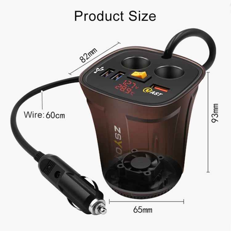 Universal Car QO3.0 Three Port USB Charger Power Outlet Adapter with LED Digital Voltmeter and Thermometer