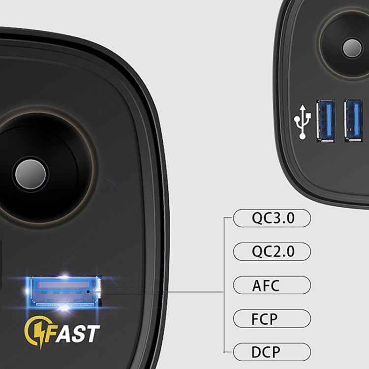 Universal Car QO3.0 Three Port USB Charger Power Outlet Adapter with LED Digital Voltmeter and Thermometer