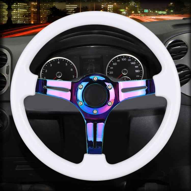 Car Colorful Modified Racing Sport Horn Button Steering Wheel, Diameter: 34.6cm