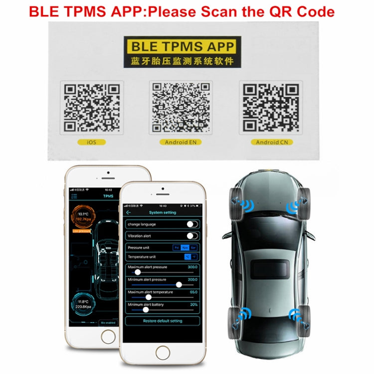 Bluetooth 4.0 TPMS Car External Tire Pressure Monitoring Pressure Detection System, Car External Tire Pressure Detection System