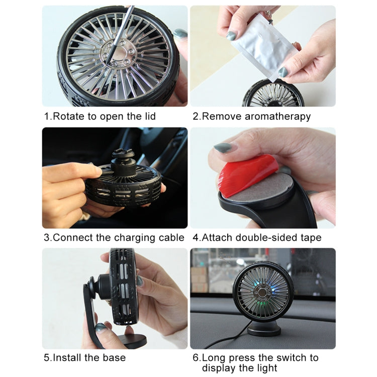 F203B Portable Car Air Outlet Sucker Electric Cooling Fan with Aromatherapy, F203B