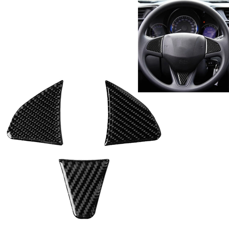 3 in 1 Car Carbon Fiber Steering Wheel Button Decorative Sticker for Honda Fit, Left and Right Drive Universal, For Honda Fit