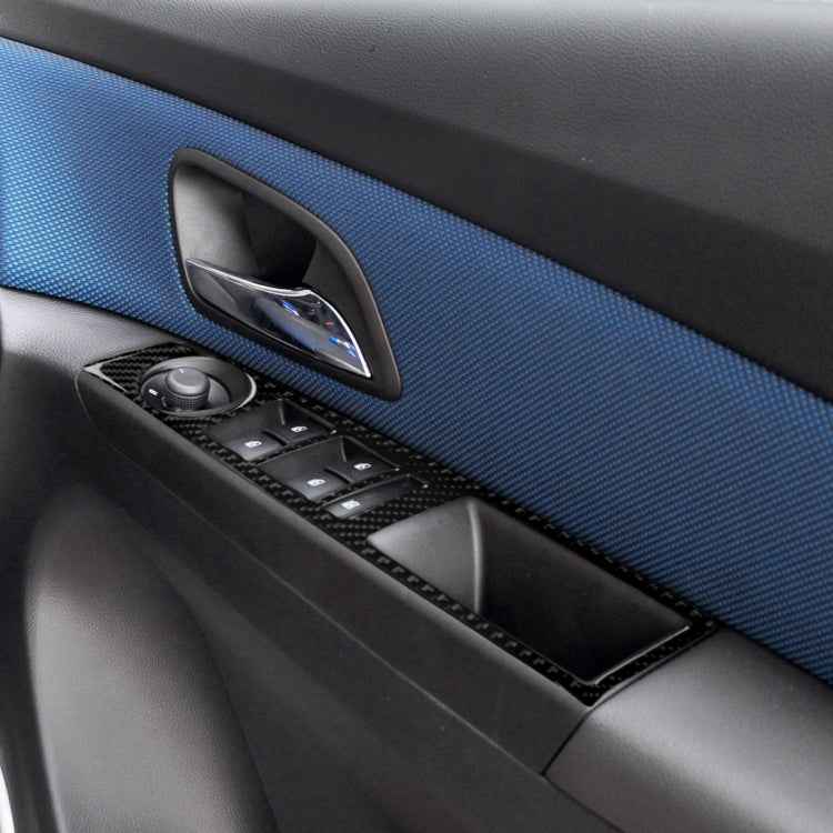 Car Carbon Fiber Window Lift Switch Panel Decorative Sticker for Chevrolet Cruze 2009-2015, Right Drive