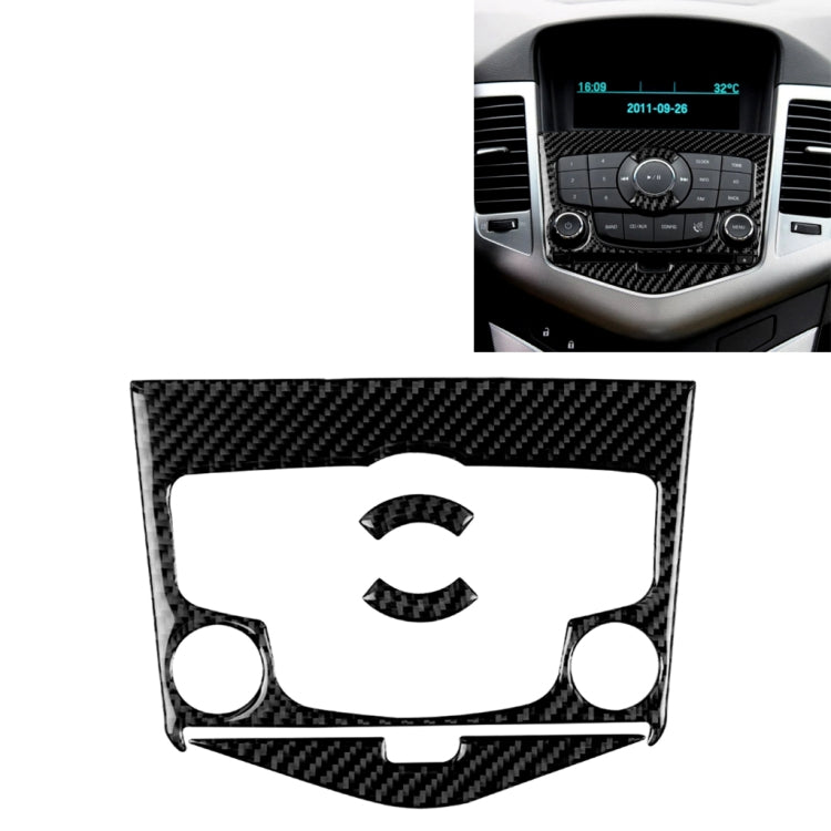 Car Carbon Fiber CD Panel Decorative Sticker for Chevrolet Cruze 2009-2015, Left and Right Drive Universal, CD Panel