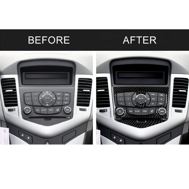 Car Carbon Fiber CD Panel Decorative Sticker for Chevrolet Cruze 2009-2015, Left and Right Drive Universal, CD Panel