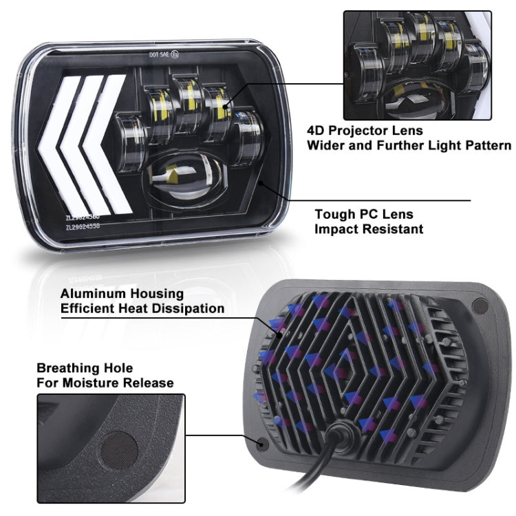 2 PCS 5X7 inch Car Modified Red Background LED Square Headlamp for Jeep Wrangler, For Jeep Wrangler(5X7 inch)