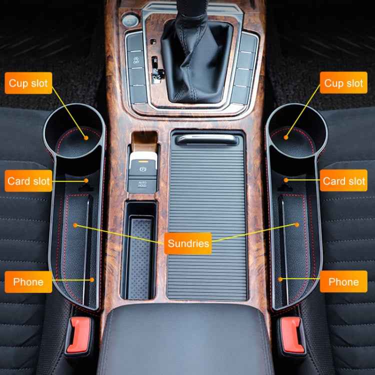 2 PCS Car Multi-functional Console Box Cup Holder Seat Gap Side Storage Box