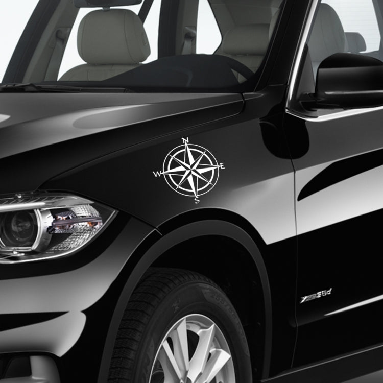 10 PCS Car Compass Pattern Random Decorative Sticker White, White