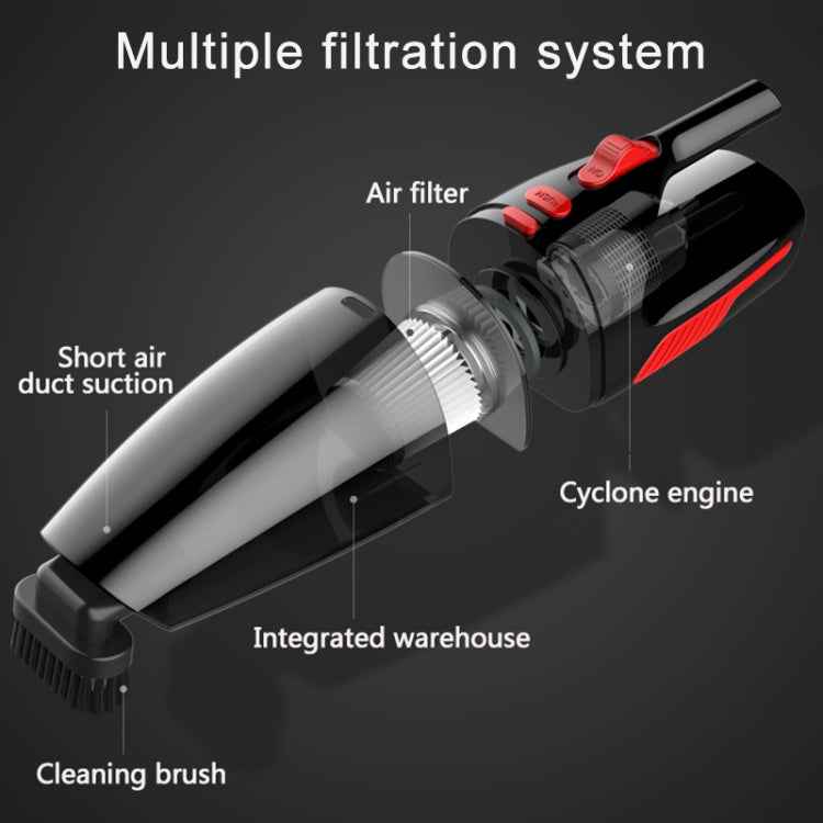 Car Wired Portable 120W Handheld Powerful Vacuum Cleaner with LED Light Cable Length: 5m, Wired with Light