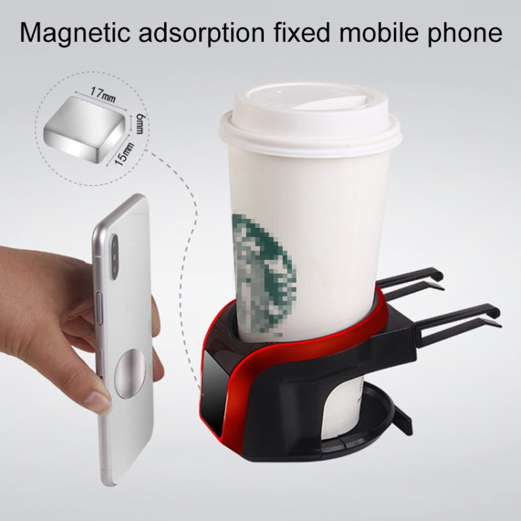 2 in 1 Car Air Outlet Magnetic Mount Beverage Cup Stand Phone Holder, 2 in 1 Phone Holder, 2 in 1 Phone Holder(Red)