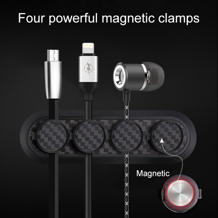 Car Carbon Fiber Magnetic Clamp Cable Storage Box Creative Desktop Hub Organizer, Desktop Hub Organizer