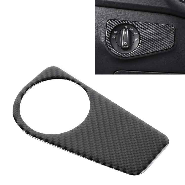Car Carbon Fiber Headlight Switch Panel Decorative Sticker for Volkswagen Tiguan L, Low Configuration
