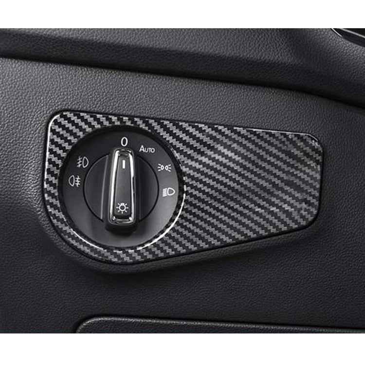 Car Carbon Fiber Headlight Switch Panel Decorative Sticker for Volkswagen Tiguan L, Low Configuration