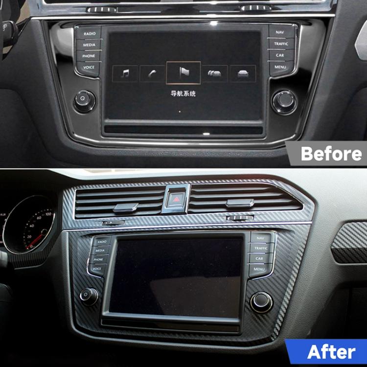 Car Carbon Fiber Navigation Frame Decorative Sticker for Volkswagen Tiguan L 2019-2021, High Configuration, Navigation Frame, High Configuration