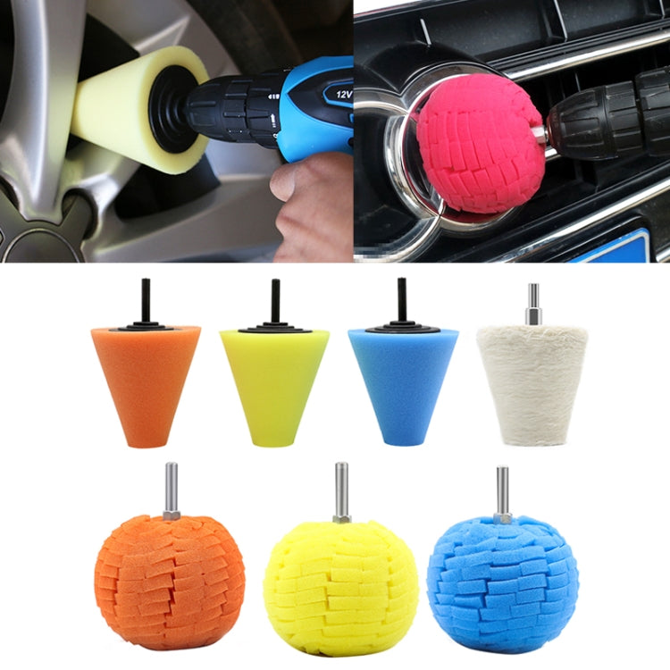 7 in 1 3 inch Car Polishing Disc Set Wheel Rim Polishing Waxing Sponge, 7 in 1