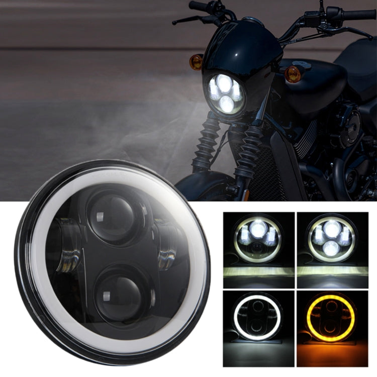 EagleVision DC9-30V 35W 6000K 4000LM 5.75 inch Round Motorcycle LED Headlight with Angel Eye for Harley-Davidson, 5.75 inch with Angel Eye