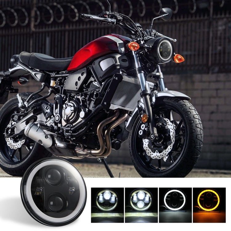 EagleVision DC9-30V 35W 6000K 4000LM 5.75 inch Round Motorcycle LED Headlight with Angel Eye for Harley-Davidson, 5.75 inch with Angel Eye