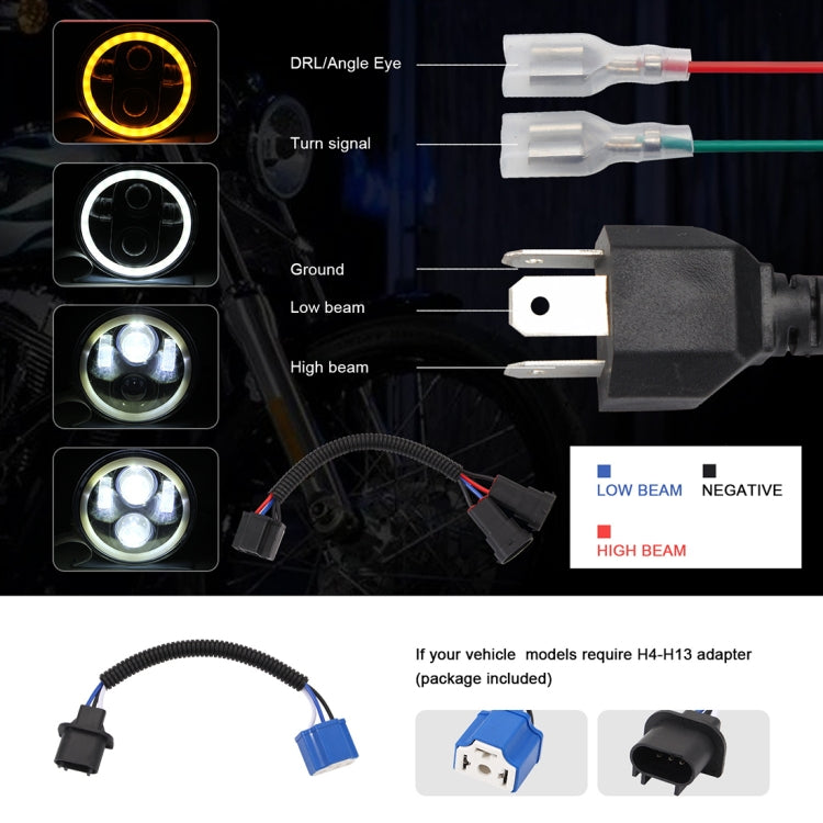 EagleVision DC9-30V 35W 6000K 4000LM 5.75 inch Round Motorcycle LED Headlight with Angel Eye for Harley-Davidson, 5.75 inch with Angel Eye